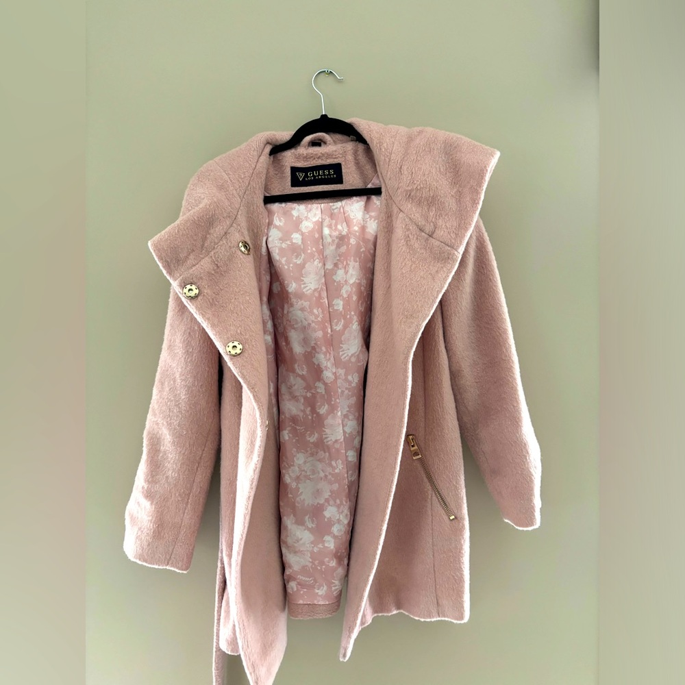 Blush Pink Guess hooded coat size large
